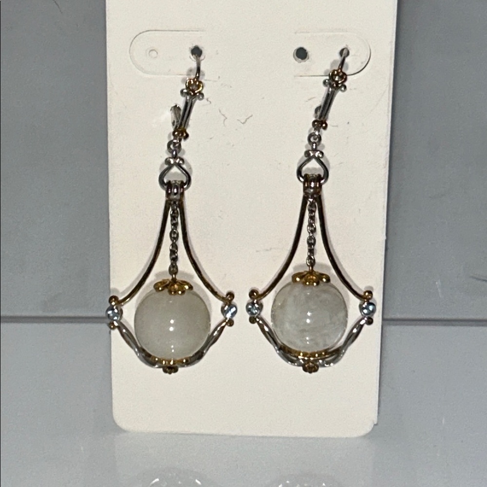 NWOT Genuine Michael Vallatutti Aquamarine Garnet Quartz Crystal Drop Earrings